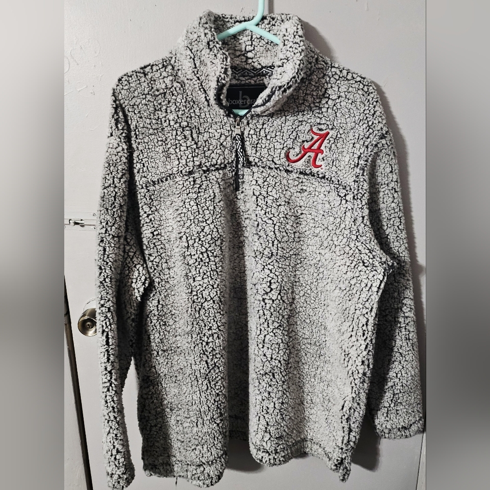 Womens Boxercraft alabama quarter zip sherpa fleece light gray pullover size 4XP